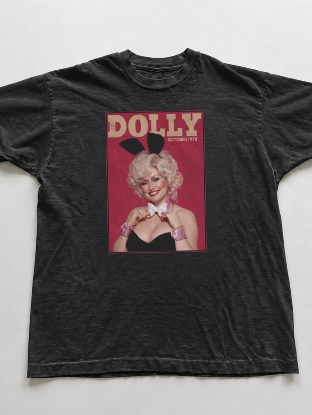 Black Tee with Pink Dolly Magazine Graphic